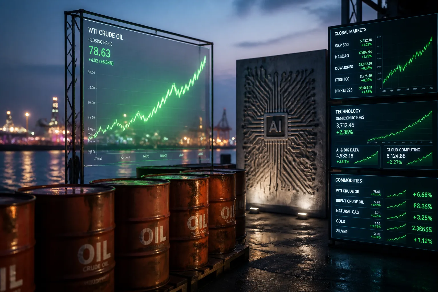 US Markets Edge Higher Amid Oil Price Pullback and AI Earnings Momentum
